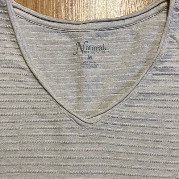 Women’s Natural Reflections Off White Ribbed Short Sleeve Shirt M - Picture 4 of 8